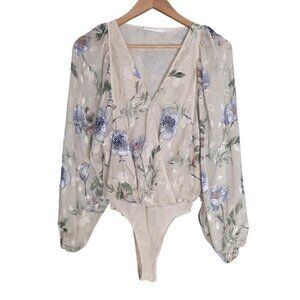 Women's - ASTR The Label Floral Bodysuit, Size Small